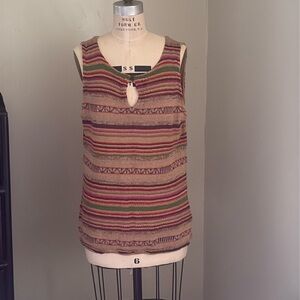 Lauren Ralph Lauren Knit Brown and Red Cut Out Tank Top